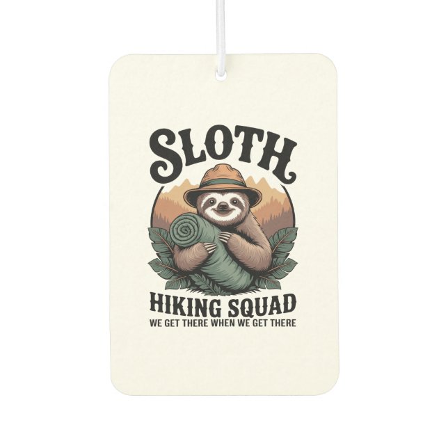Sloth Hiking Squad Funny Camping Air Freshener (Front)