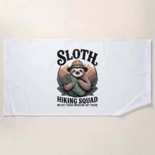 Sloth Hiking Squad Funny Camping Beach Towel