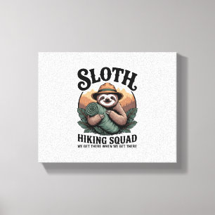 Sloth Hiking Squad Funny Camping Canvas Print