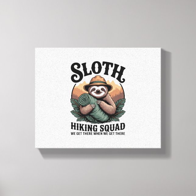 Sloth Hiking Squad Funny Camping Canvas Print (Front)
