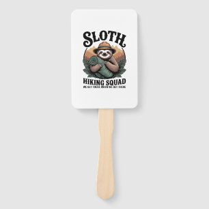 Sloth Hiking Squad Funny Camping Hand Fan