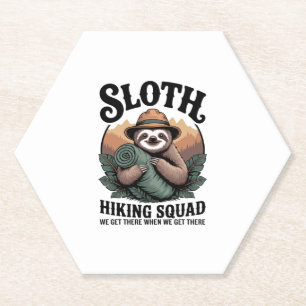 Sloth Hiking Squad Funny Camping Paper Coaster