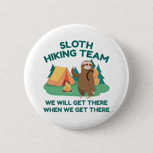 Sloth Hiking Team 2 Inch Round Button
