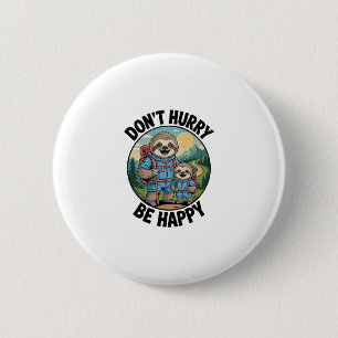 Sloth Hiking Team Don't Hurry Be Happy Enjoy the J 2 Inch Round Button