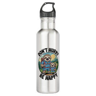 Sloth Hiking Team Don't Hurry Be Happy Enjoy the J 710 Ml Water Bottle