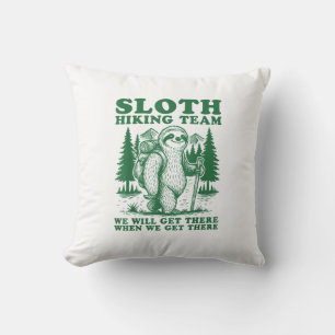 Sloth Hiking Team Funny Hiker Mountain Hiking Club Throw Pillow