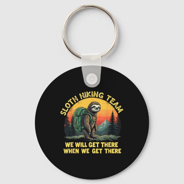 Sloth Hiking Team Funny Slow Trek Nature Adventure Keychain (Front)