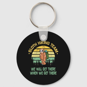 Sloth Hiking Team Hiker Camper Funny Retro  Keychain
