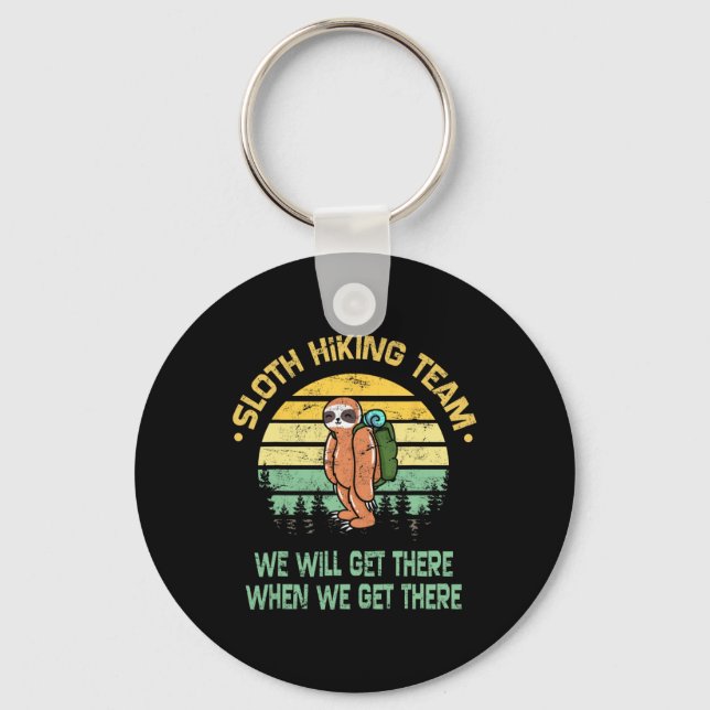 Sloth Hiking Team Hiker Camper Funny Retro  Keychain (Front)