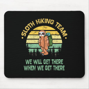 Sloth Hiking Team Hiker Camper Funny Retro Mouse Pad