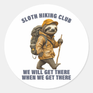 Sloth Hiking Team Men Women Sloth Classic Round Sticker