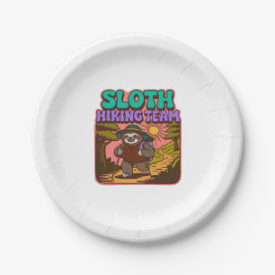 Sloth Hiking Team Oversized T-Shirt Paper Plate