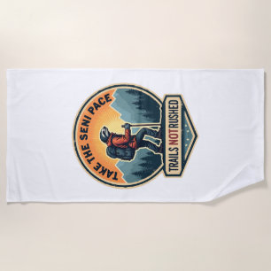 Sloth Hiking Vintage Shirt Funny Slow Trail Design Beach Towel