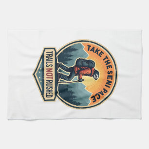 Sloth Hiking Vintage Shirt Funny Slow Trail Design Kitchen Towel