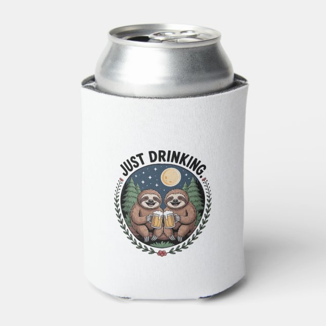 Sloth Hiking with Drinking Team Can Cooler (Can Front)