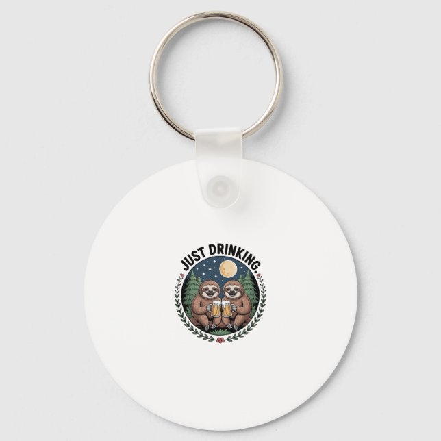 Sloth Hiking with Drinking Team Keychain (Front)