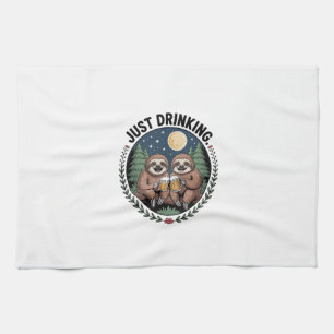 Sloth Hiking with Drinking Team Kitchen Towel