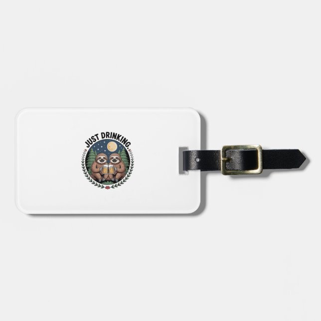 Sloth Hiking with Drinking Team Luggage Tag (Front Horizontal)