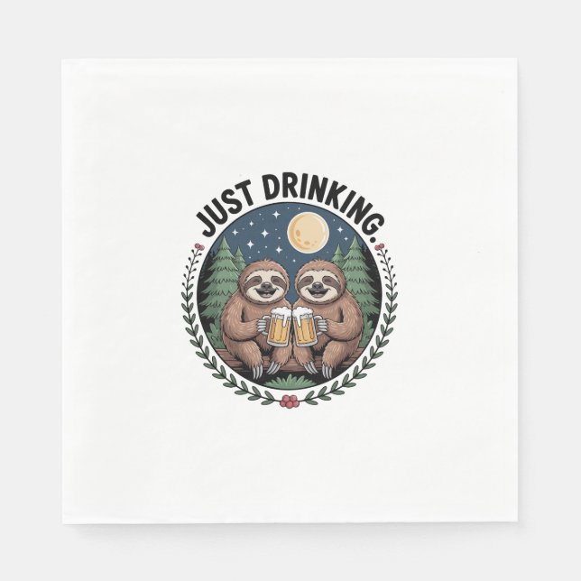Sloth Hiking with Drinking Team Napkin (Front)