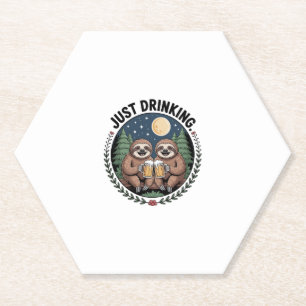 Sloth Hiking with Drinking Team Paper Coaster