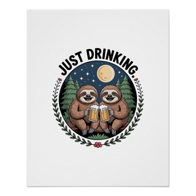 Sloth Hiking with Drinking Team Poster (Front)