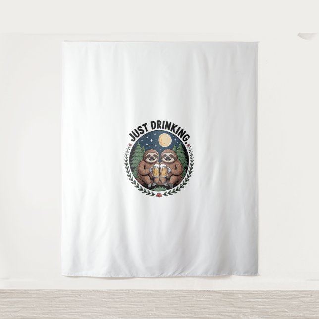 Sloth Hiking with Drinking Team Tapestry (Front)
