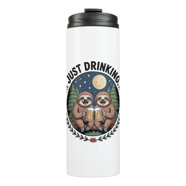 Sloth Hiking with Drinking Team Thermal Tumbler (Front)