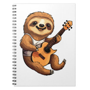 Sloth Holding Guitar Santa Hat Notebook