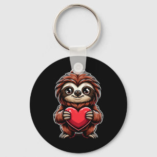 Sloth Holding Heart Valentine's Day Cute Valentine Keychain