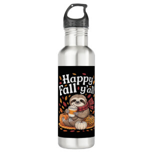 Sloth holding pumpkin spice happy Fall Yall autumn 710 Ml Water Bottle