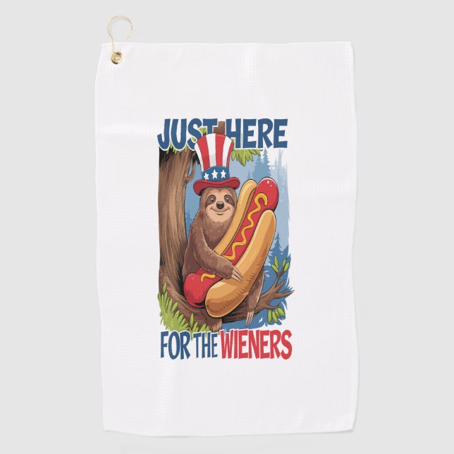 Sloth Hot Dog 4th of July BBQ Golf Towel (Front)