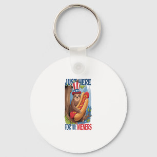 Sloth Hot Dog 4th of July BBQ Keychain