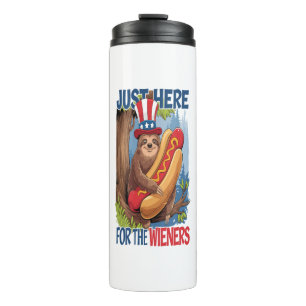 Sloth Hot Dog 4th of July BBQ Thermal Tumbler