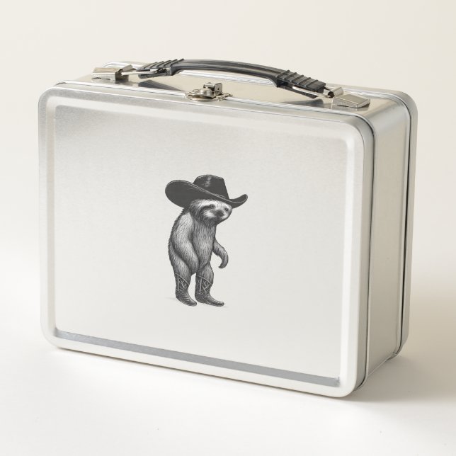 Sloth Howdy Sloth Metal Lunch Box (Front)