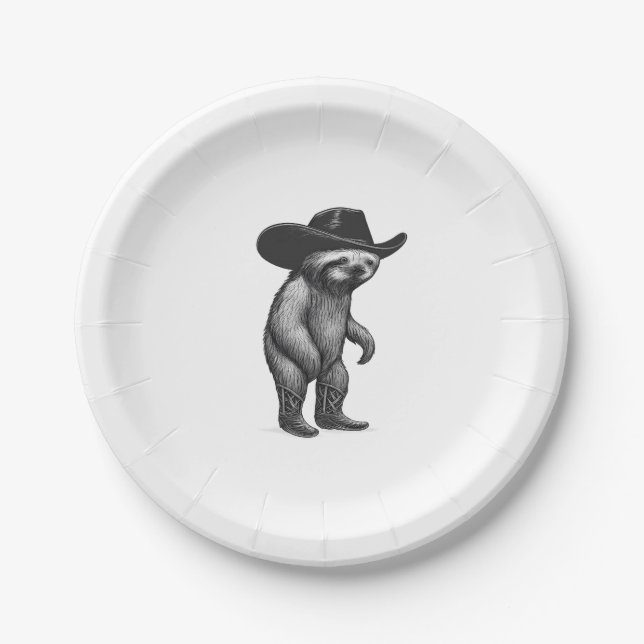 Sloth Howdy Sloth Paper Plate (Front)