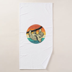 Sloth Hugging Branch - Retro Vintage Animal Lover Bath Towel