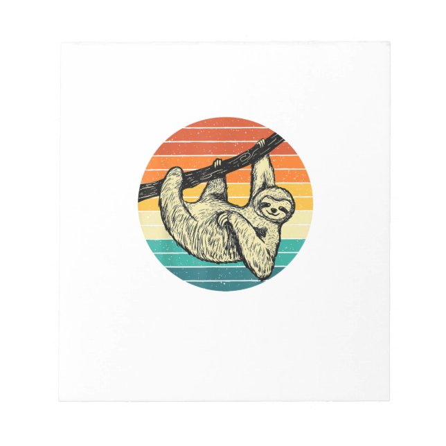 Sloth Hugging Branch - Retro Vintage Animal Lover  Notepad (Front)
