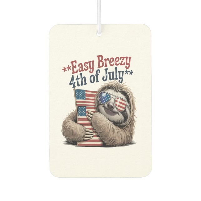 Sloth Hugging Flag 4th of July Air Freshener (Front)