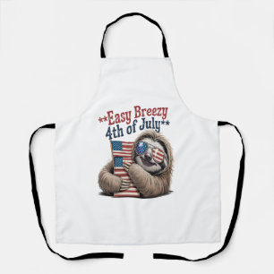 Sloth Hugging Flag 4th of July Apron