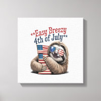 Sloth Hugging Flag 4th of July