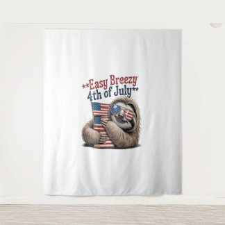 Sloth Hugging Flag 4th of July Tapestry