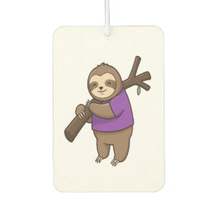 Sloth Hugging Tree Branch Wearing Purple Air Freshener