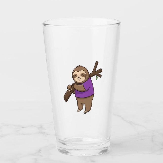 Sloth Hugging Tree Branch Wearing Purple Glass (Front)