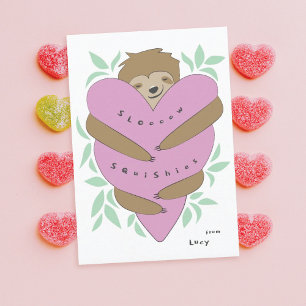 Sloth Hugs Classroom Valentine's Day Card