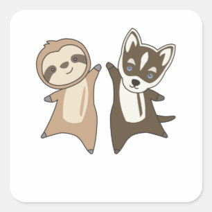 Sloth Husky Dog Sloth Dogs Square Sticker