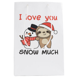 Sloth I Love You Snow Much Snowman Pun Medium Gift Bag