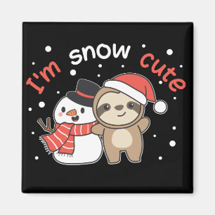 Sloth I'm Snow Cute Snowman Snow Pun Magnet
