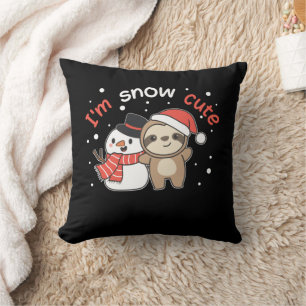 Sloth I'm Snow Cute Snowman Snow Pun Throw Pillow