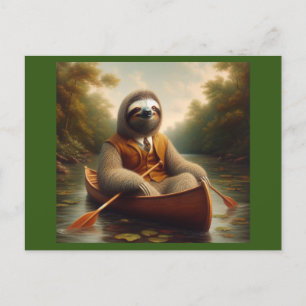 Sloth In A Canoe Postcard