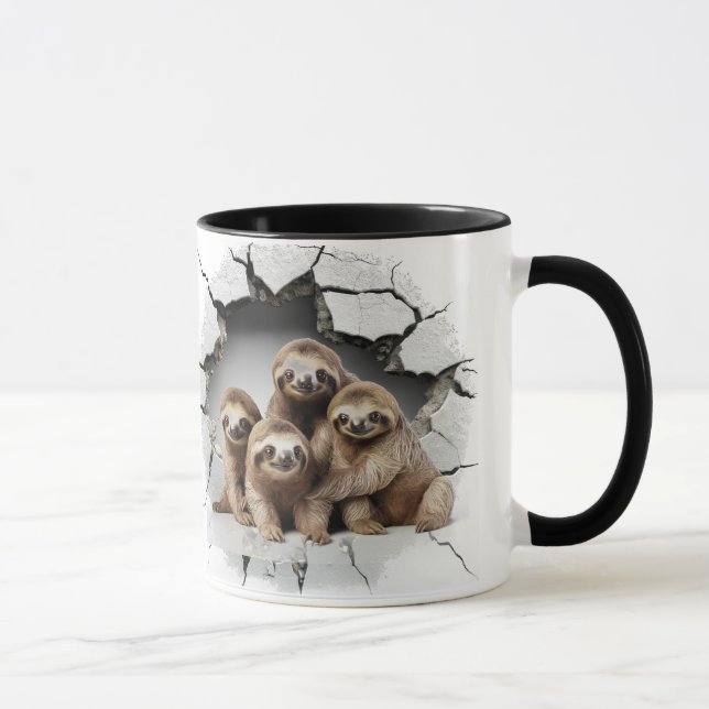 Sloth in a cracked wall mug (Right)